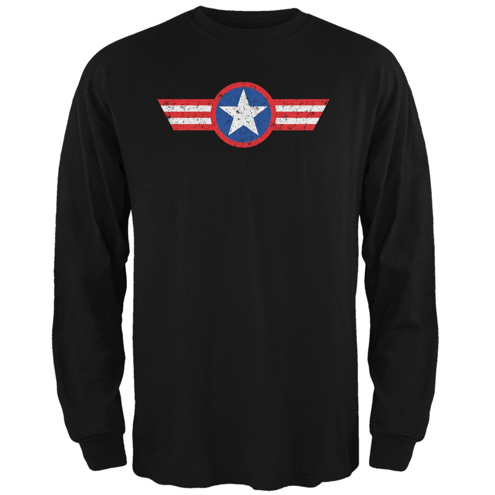 American Star Black Adult Long Sleeve T-Shirt Men's Long Sleeves Old Glory 2XL Black 