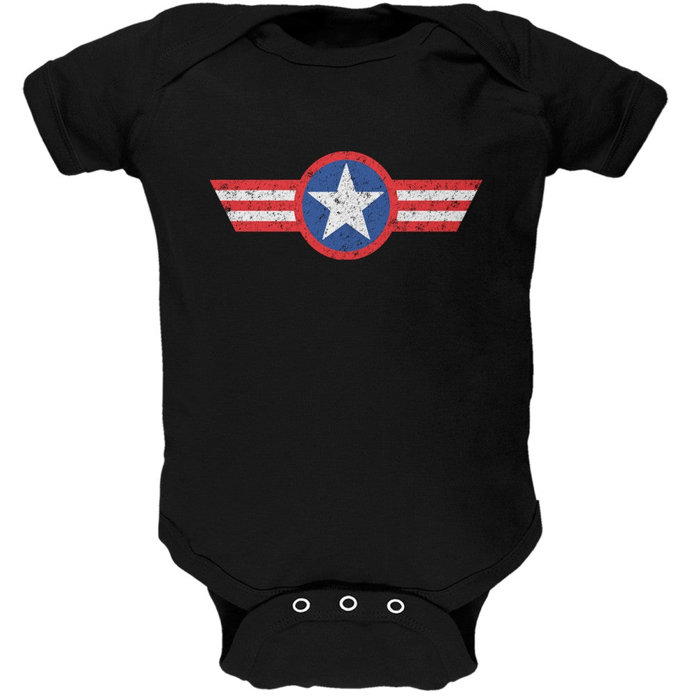 American Star Black Soft Baby One Piece Baby One Piece Old Glory 0-3M Black 