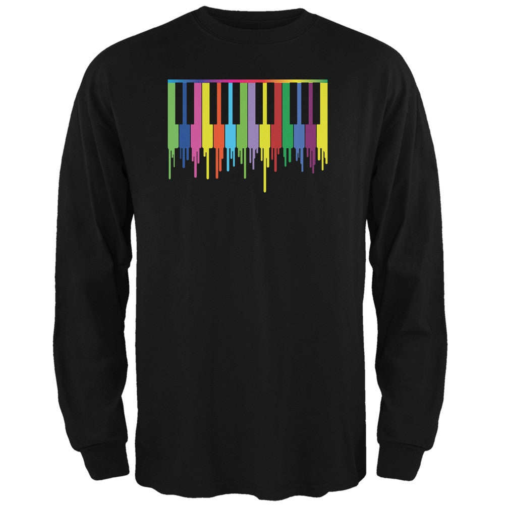 Piano Keys Black Adult Long Sleeve T-Shirt Men's Long Sleeves Old Glory 2XL Black 