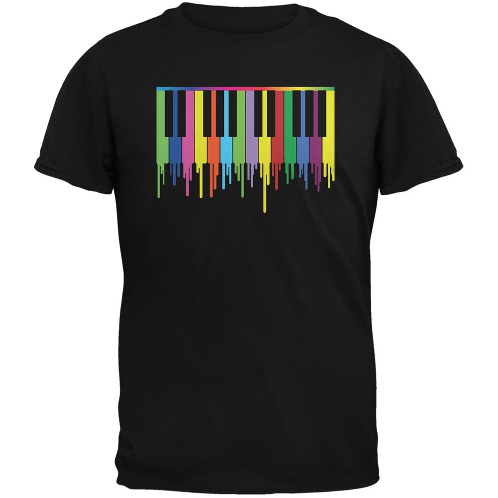 Piano Keys Black Adult T-Shirt Men's T-Shirts Old Glory 2XL Black 