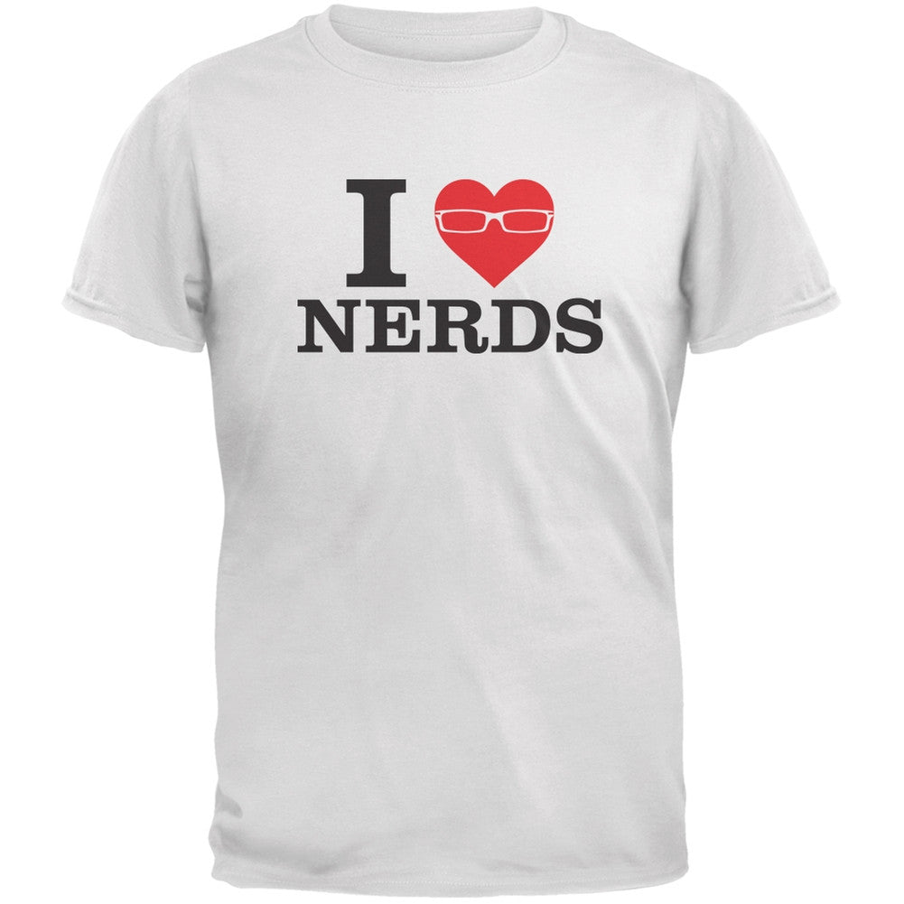 I Heart Nerds White Adult T-Shirt Men's T-Shirts Old Glory 2XL White 