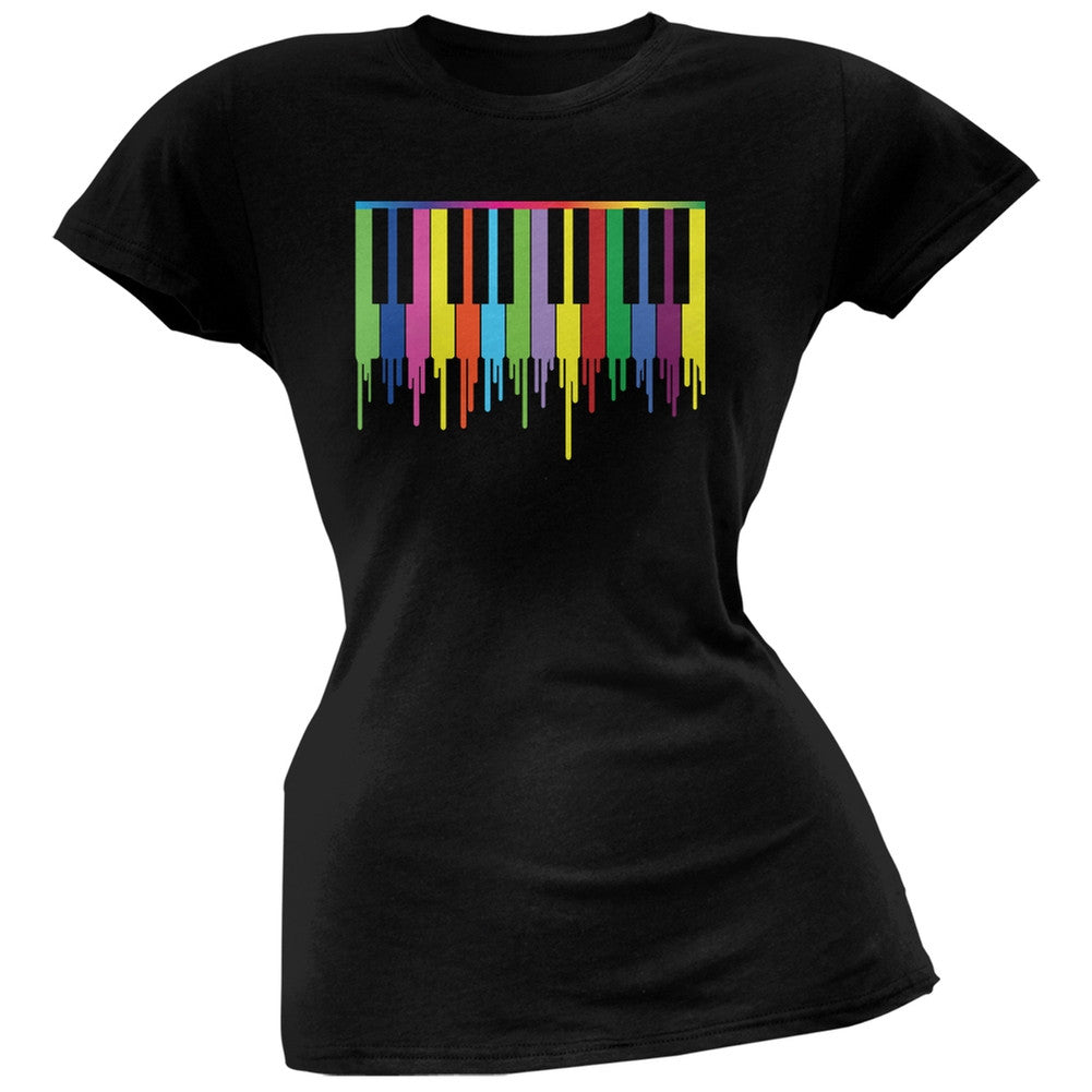 Piano Keys Black Soft Juniors T-Shirt Juniors T-Shirts Old Glory 2XL Black 