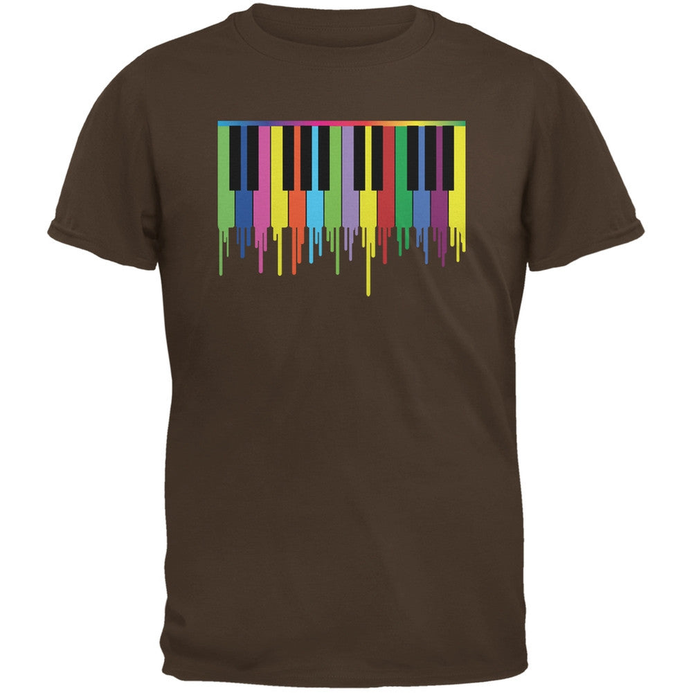 Piano Keys Brown Adult T-Shirt Men's T-Shirts Old Glory 2XL Brown 