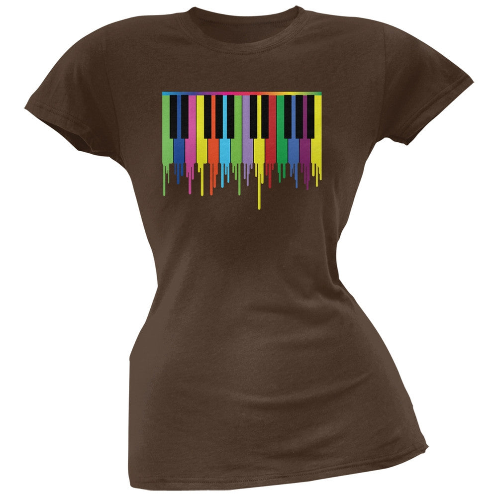 Piano Keys Brown Soft Juniors T-Shirt Juniors T-Shirts Old Glory 2XL Brown 