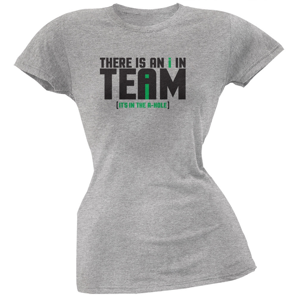 I In Team Heather Grey Soft Juniors T-Shirt Juniors T-Shirts Old Glory 2XL Grey 