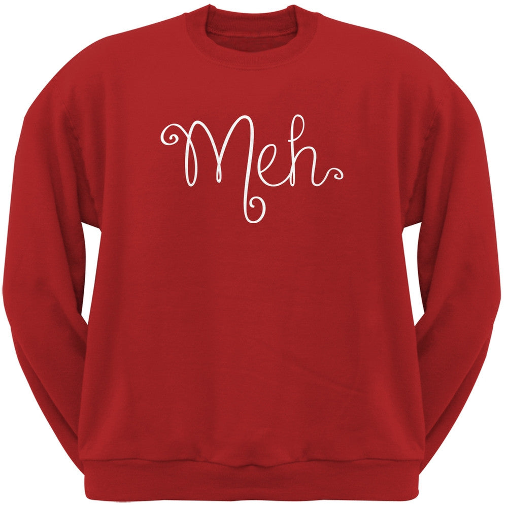 Meh Red Adult Crewneck Sweatshirt Men's Sweatshirts Old Glory SM Red 