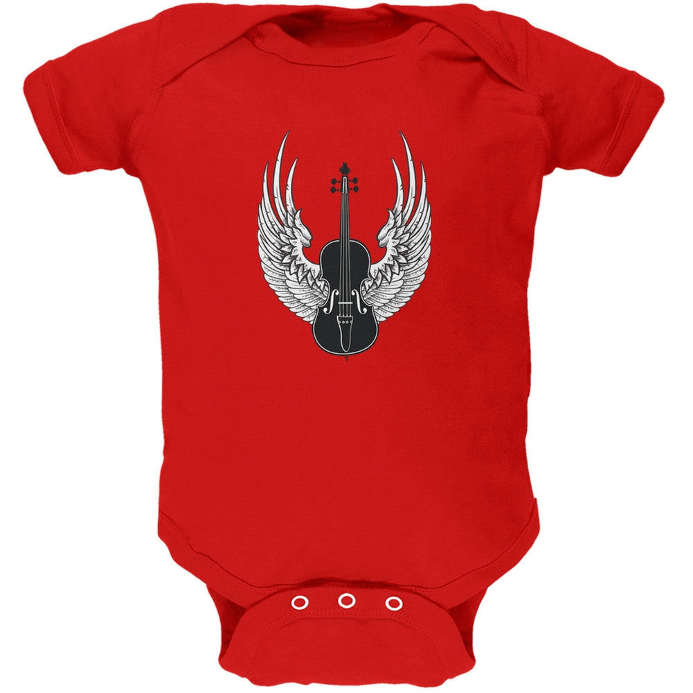 Winged Violin Red Soft Baby One Piece Baby One Piece Old Glory 0-3M Red 