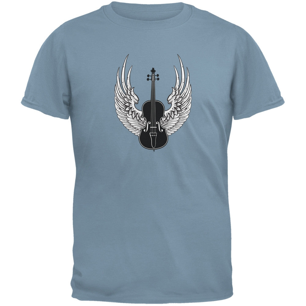 Winged Violin Stone Blue Adult T-Shirt Men's T-Shirts Old Glory 2XL Blue 