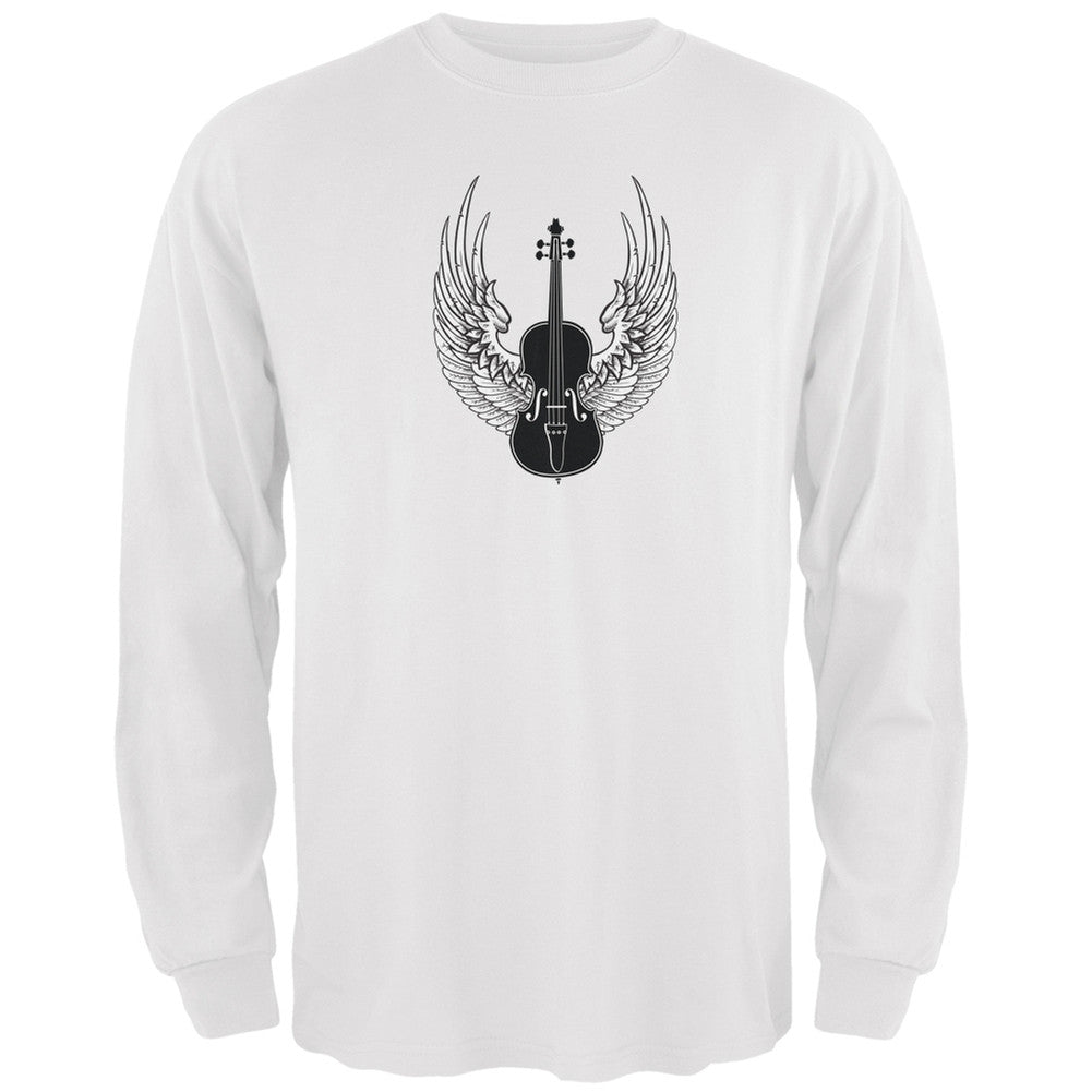 Winged Violin White Adult Long Sleeve T-Shirt Men's Long Sleeves Old Glory 2XL White 