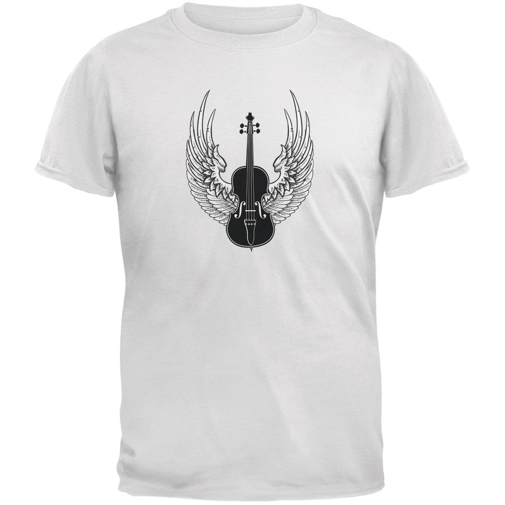 Winged Violin White Adult T-Shirt Men's T-Shirts Old Glory 2XL White 