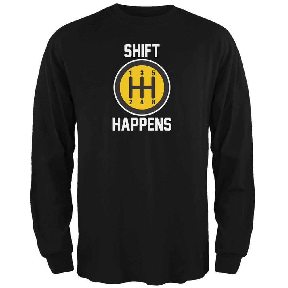 Shift Happens Black Adult Long Sleeve T-Shirt Men's Long Sleeves Old Glory 2XL Black 