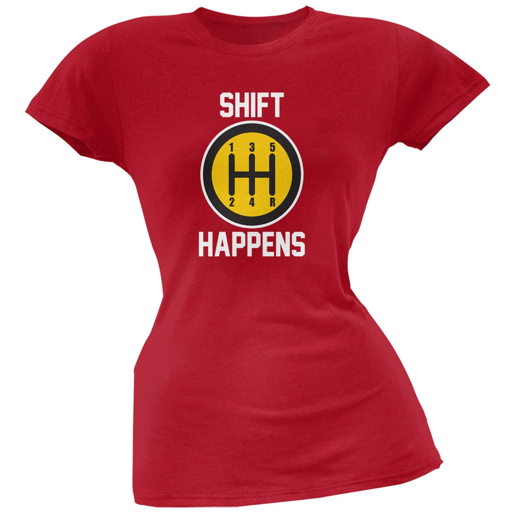 Shift Happens Red Soft Juniors T-Shirt Juniors T-Shirts Old Glory 2XL Red 