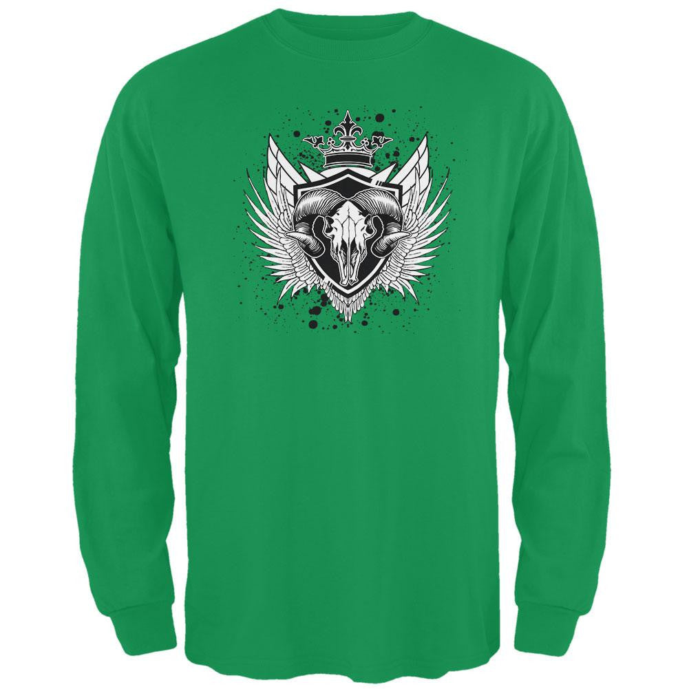 Ram Skull Irish Green Adult Long Sleeve T-Shirt Men's Long Sleeves Old Glory 2XL Green 