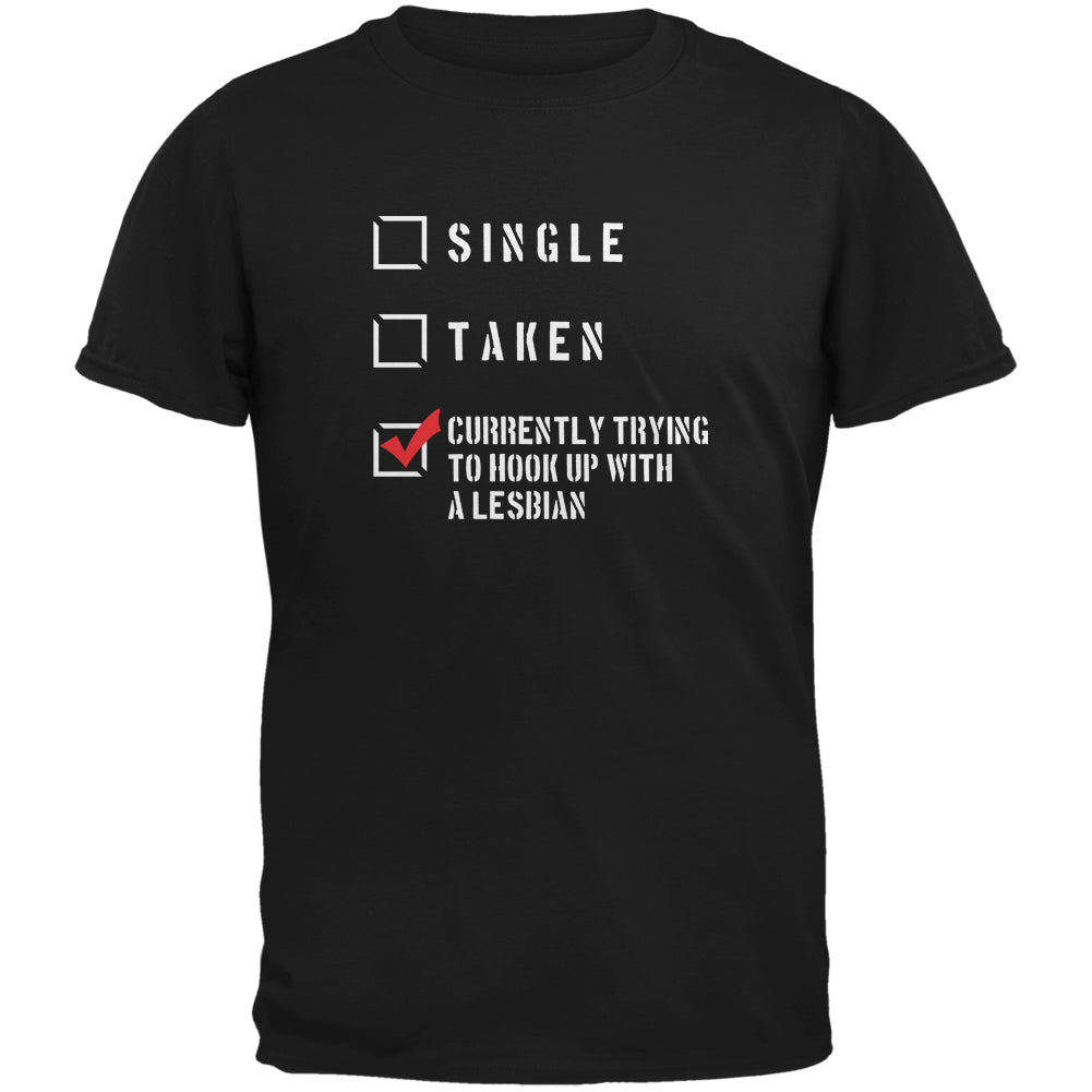 Lesbian Hook Up Funny Black Adult T-Shirt Men's T-Shirts Old Glory 2XL Black 