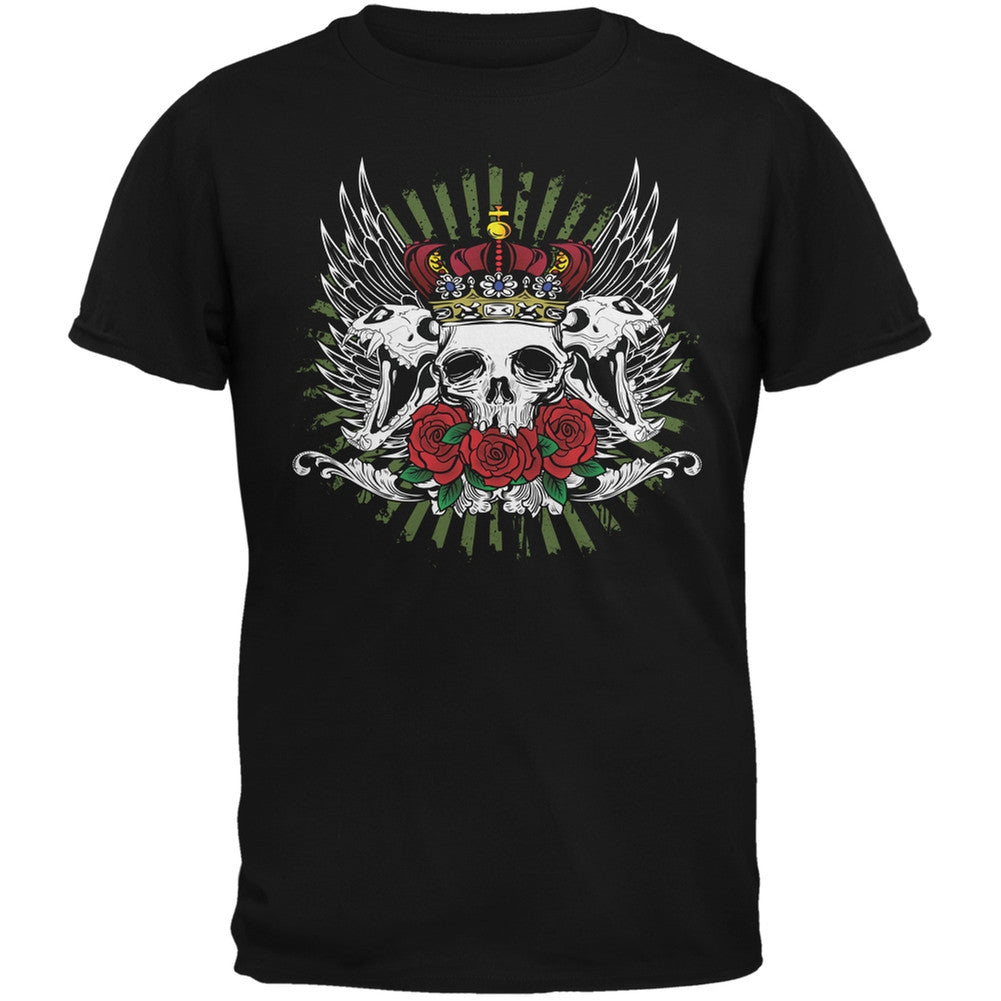 Skull & Roses Black Adult T-Shirt Men's T-Shirts Old Glory 2XL Black 