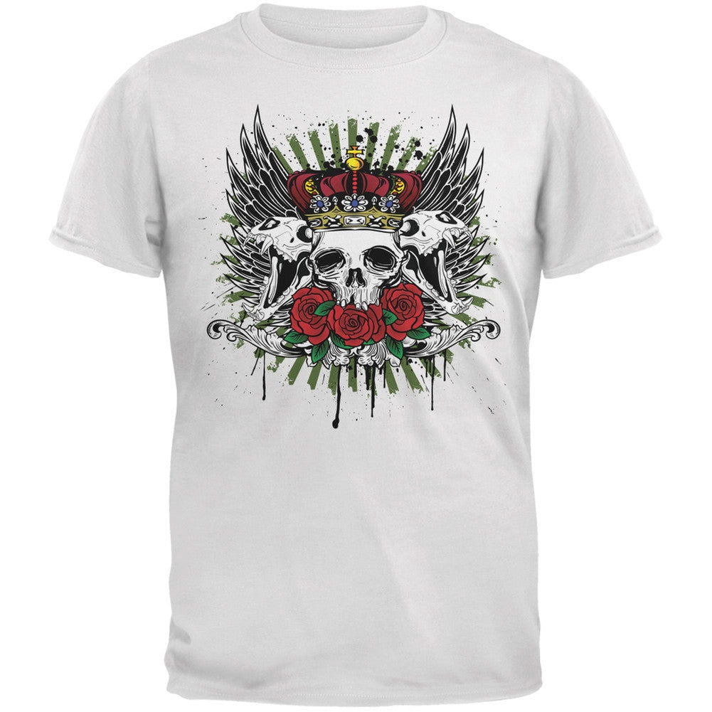 Skull & Roses White Adult T-Shirt Men's T-Shirts Old Glory 2XL White 