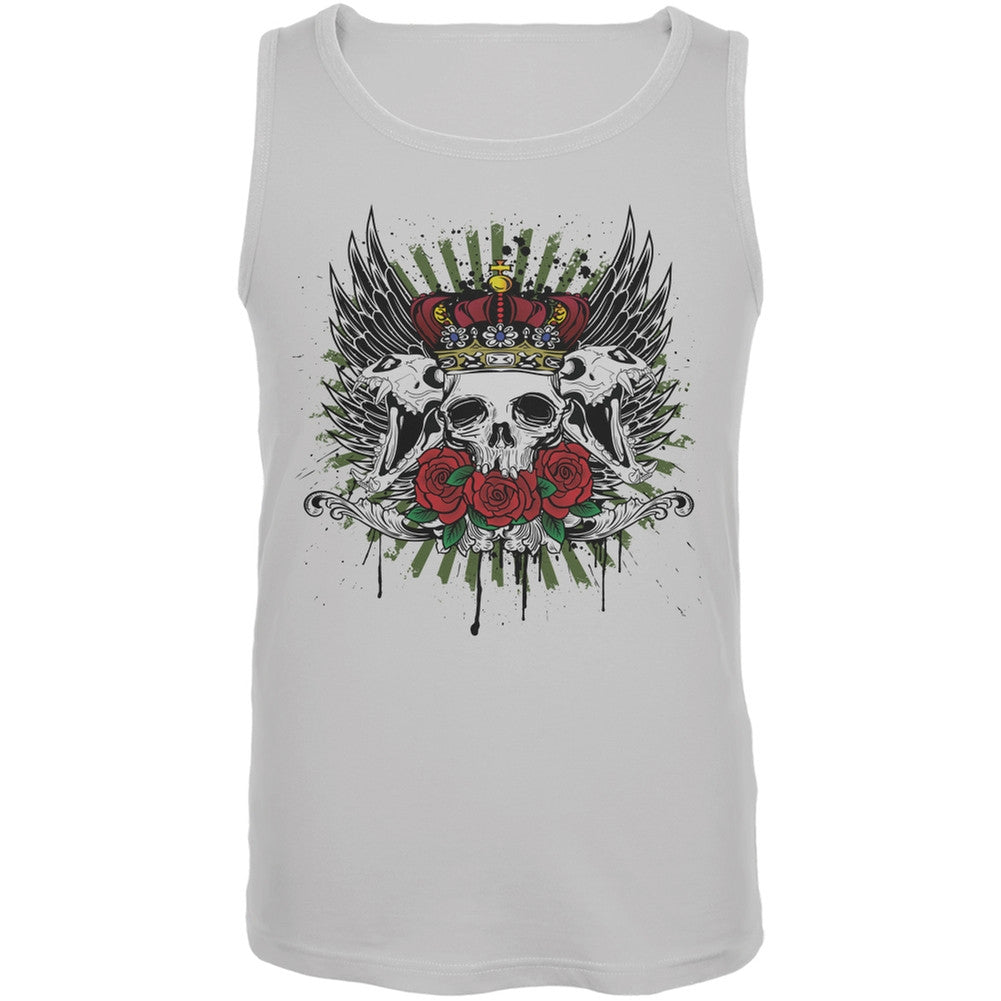 Skull & Roses White Adult Tank Top Men's Tank Tops Old Glory 2XL White 