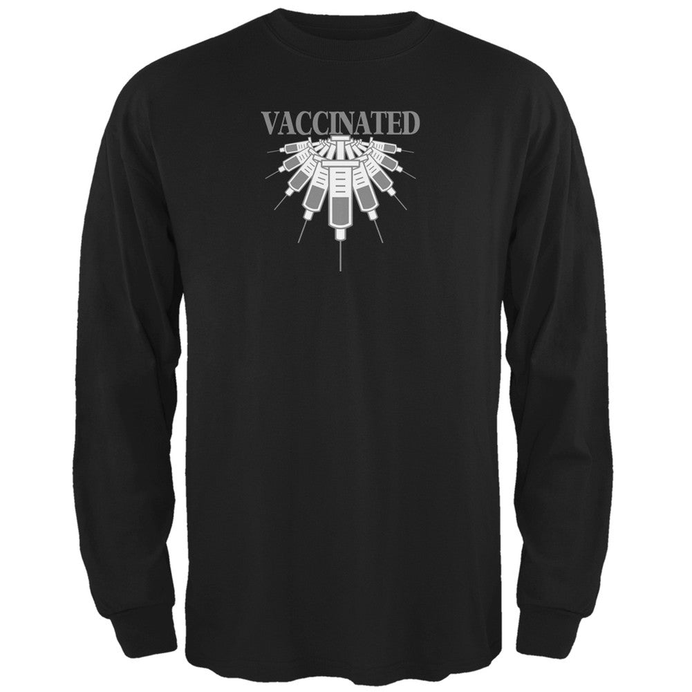 Proudly Vaccinated Black Adult Long Sleeve T-Shirt Men's Long Sleeves Old Glory 2XL Black 