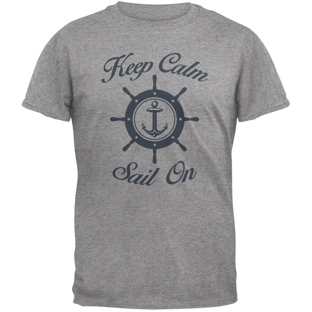 Sail On Heather Grey Adult T-Shirt Men's T-Shirts Old Glory 2XL Grey 