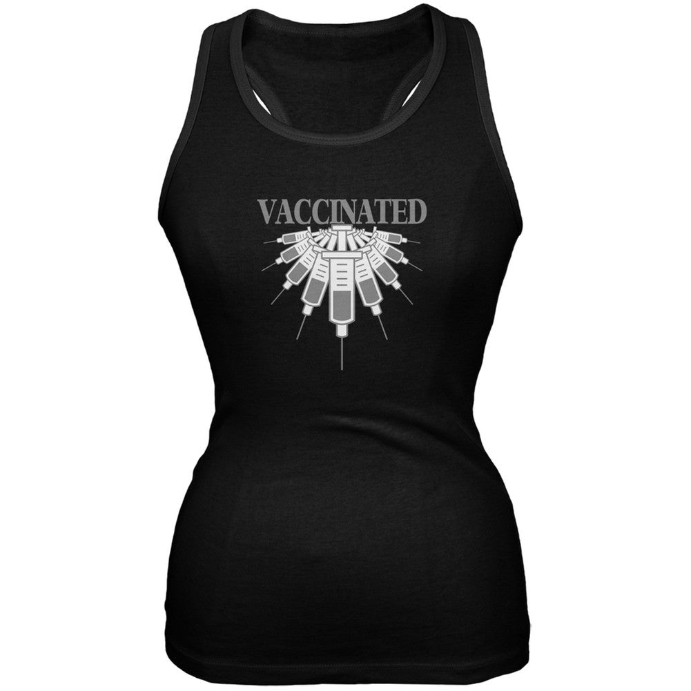 Proudly Vaccinated Black Juniors Soft Tank Top Juniors Tank Tops Old Glory 2XL Black 