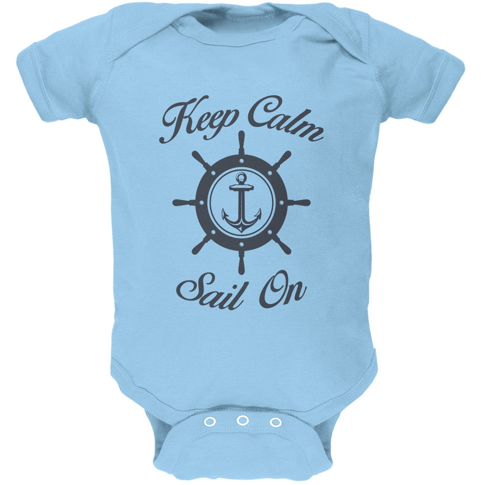 Sail On Light Blue Soft Baby One Piece Baby One Piece Old Glory 0-3M Blue 