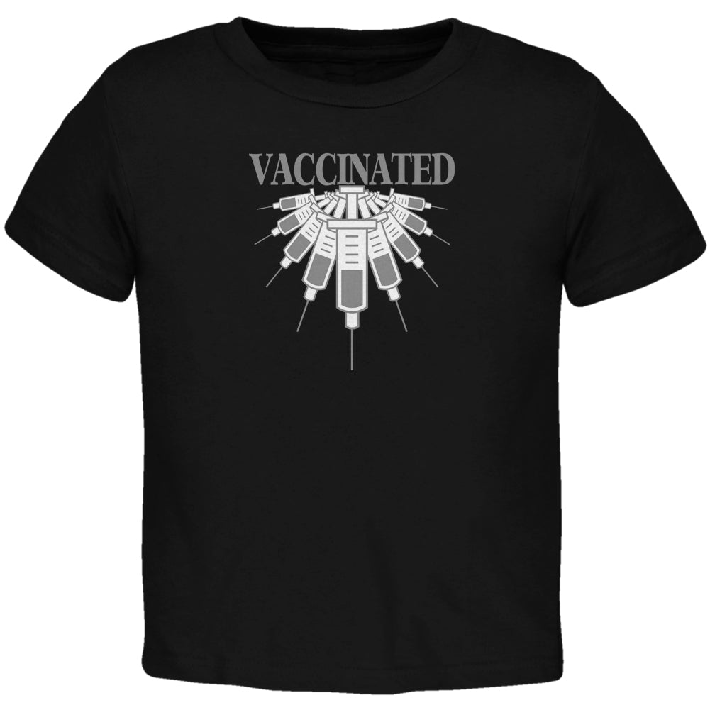 Proudly Vaccinated Black Toddler T-Shirt Toddler T-Shirts Old Glory 2T Black 