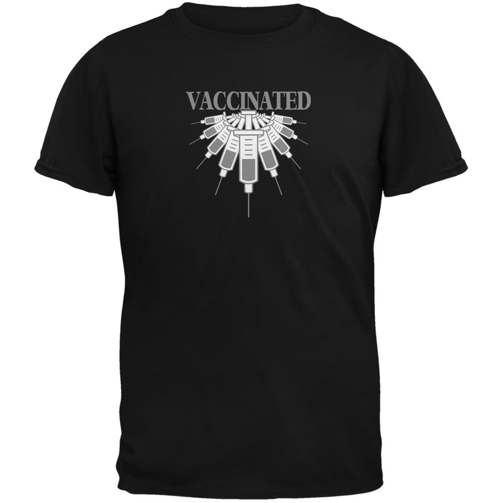 Proudly Vaccinated Black Youth T-Shirt Youth T-Shirts Old Glory LG Black 