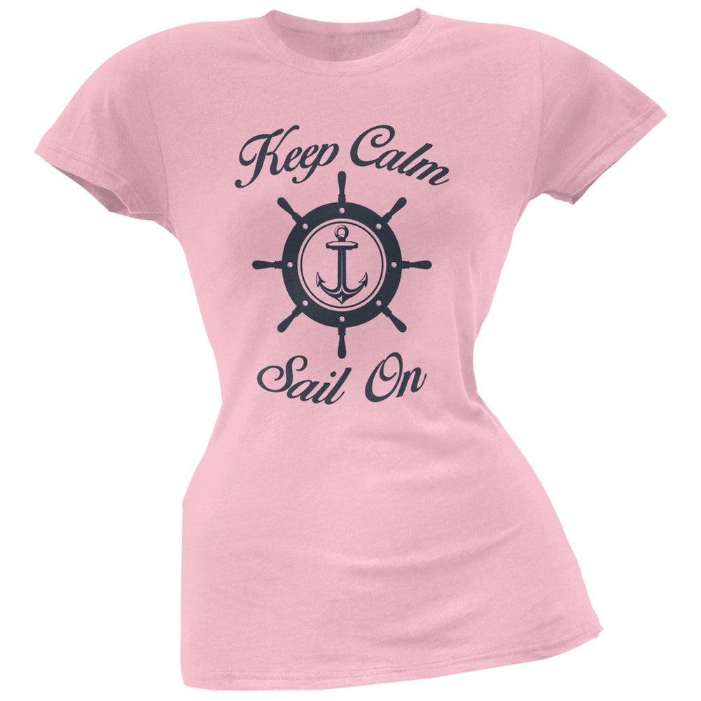 Sail On Light Pink Soft Juniors T-Shirt Juniors T-Shirts Old Glory 2X Pink 