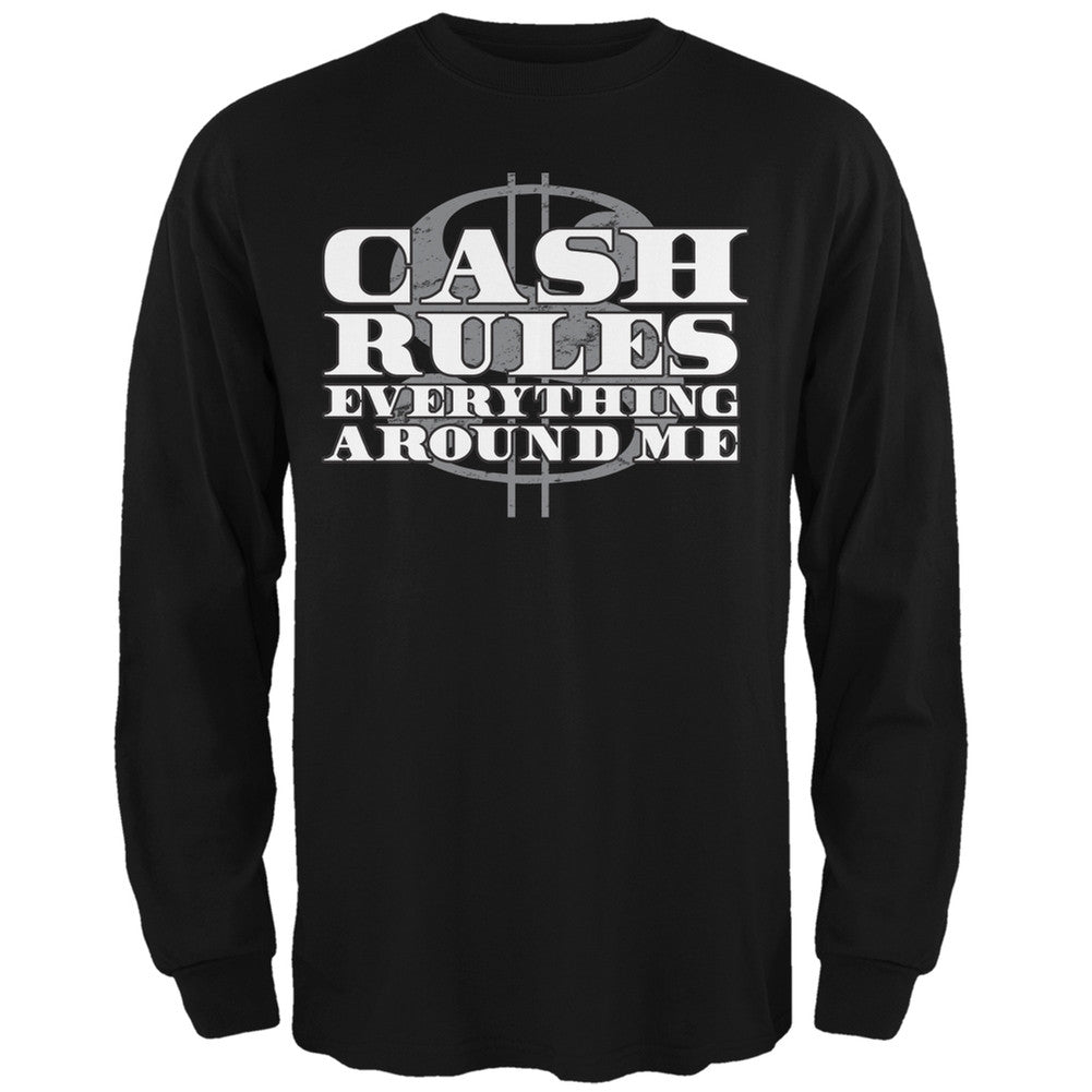 Cash Rules Black Adult Long Sleeve T-Shirt Men's Long Sleeves Old Glory 2XL Black 