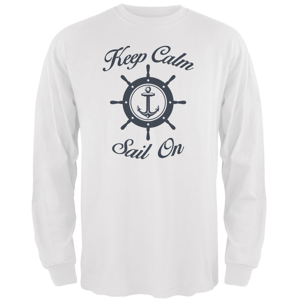 Sail On White Adult Long Sleeve T-Shirt Men's Long Sleeves Old Glory 2XL White 