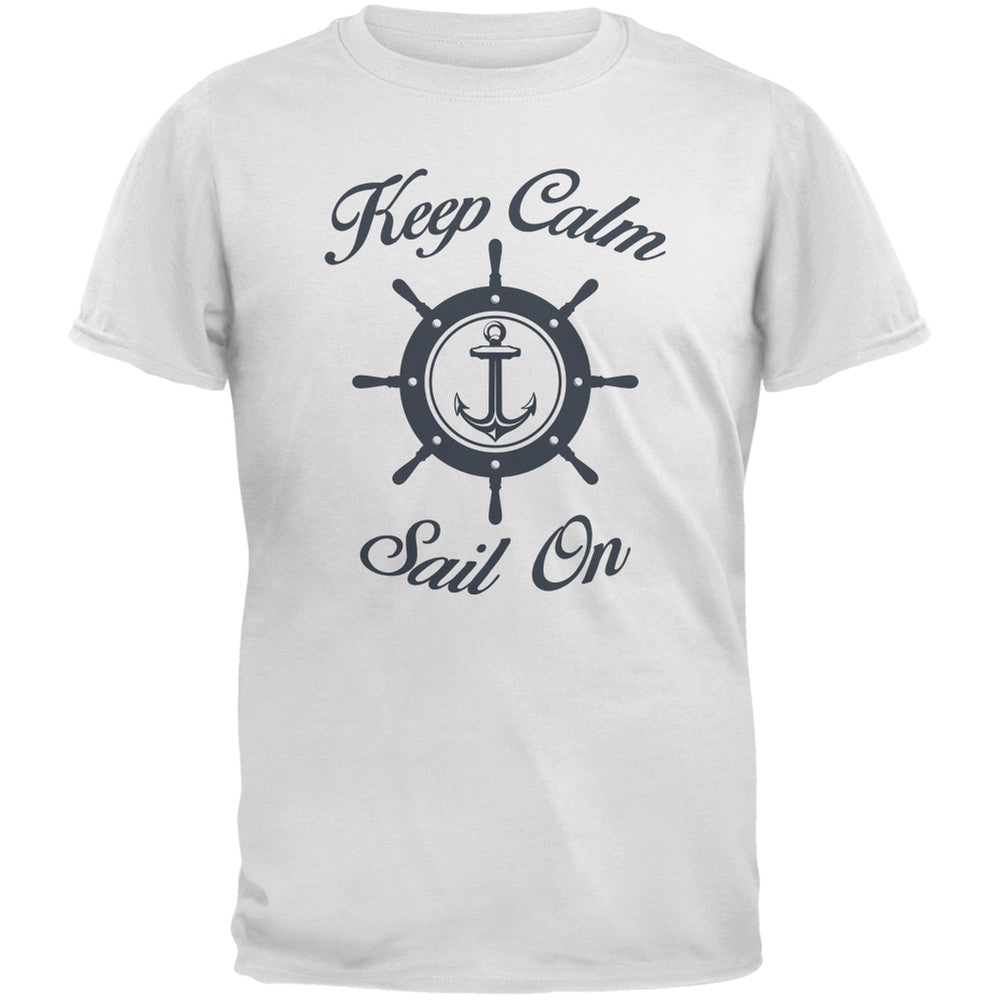 Sail On White Adult T-Shirt Men's T-Shirts Old Glory 2XL White 
