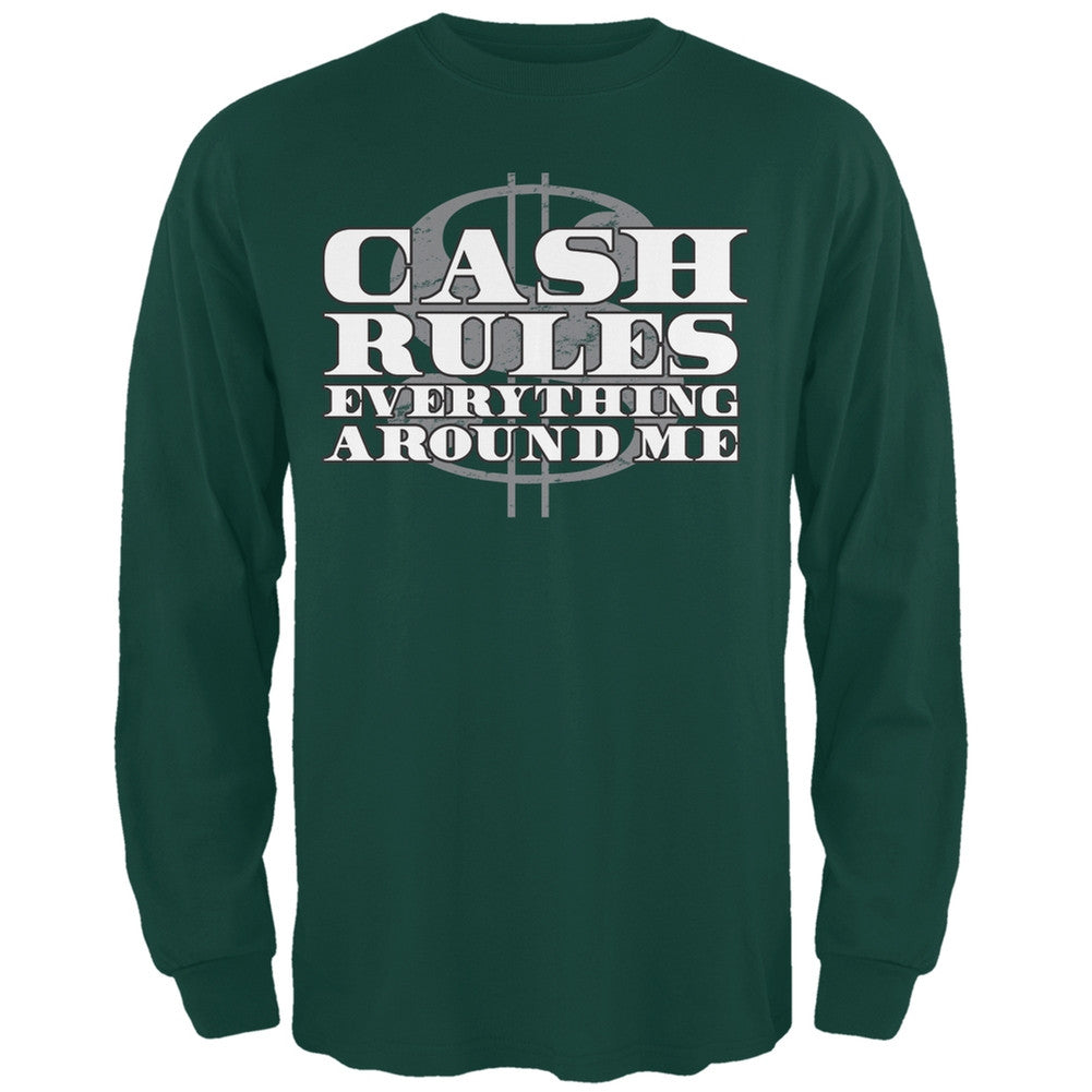 Cash Rules Forest Green Adult Long Sleeve T-Shirt Men's Long Sleeves Old Glory 2XL Green 