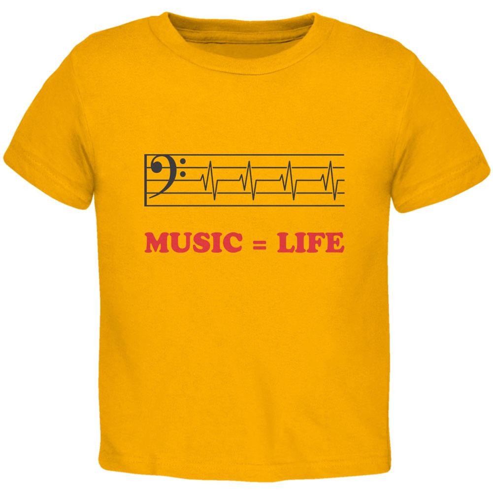 Music=Life Bass Clef Gold Toddler T-Shirt Toddler T-Shirts Old Glory 2T Yellow 