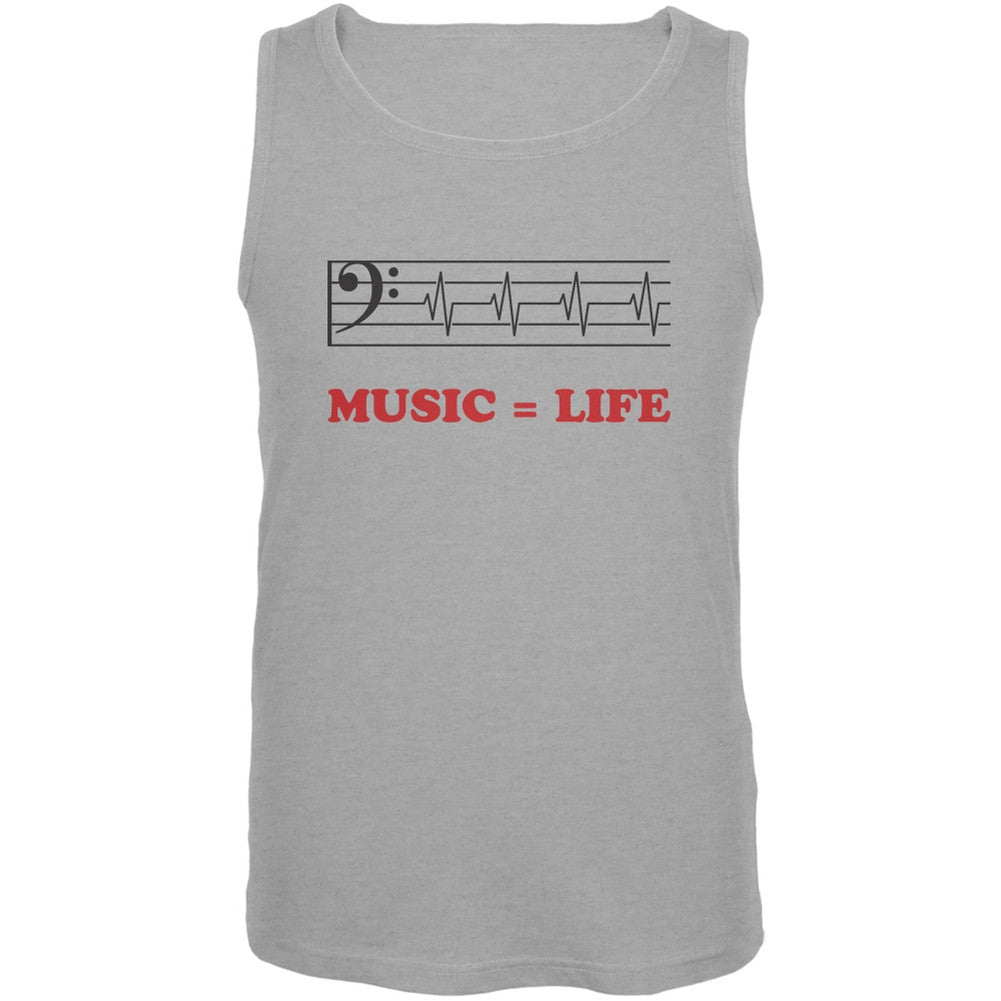 Music=Life Bass Clef Heather Grey Adult Tank Top Men's Tank Tops Old Glory 2XL Grey 