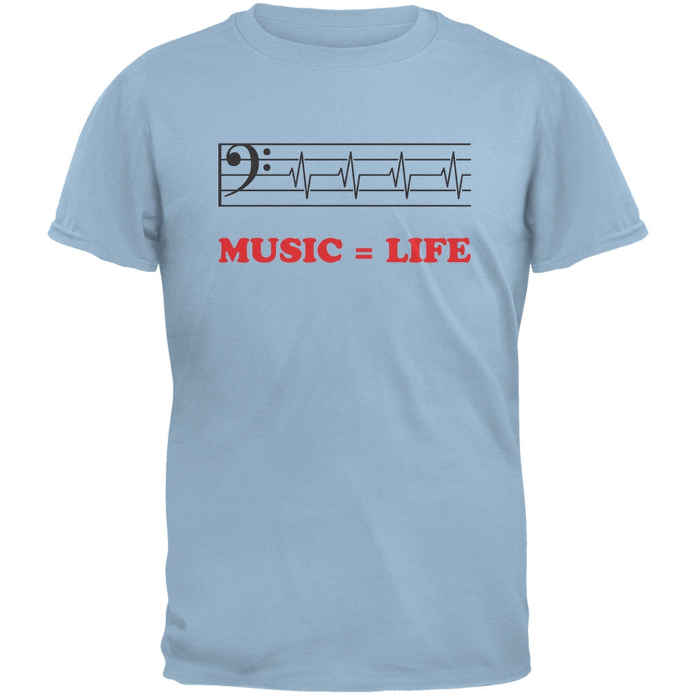 Music=Life Bass Clef Light Blue Adult T-Shirt Men's T-Shirts Old Glory 2XL Blue 