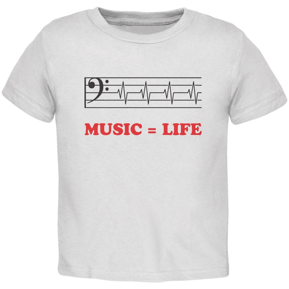 Music=Life Bass Clef White Toddler T-Shirt Toddler T-Shirts Old Glory 2T White 