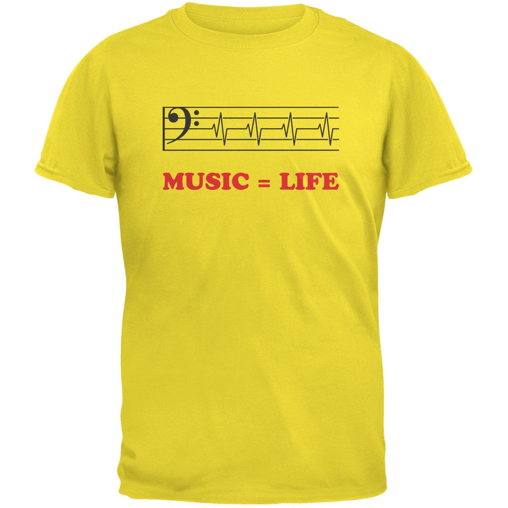 Music=Life Bass Clef Yellow Youth T-Shirt Youth T-Shirts Old Glory LG Yellow 