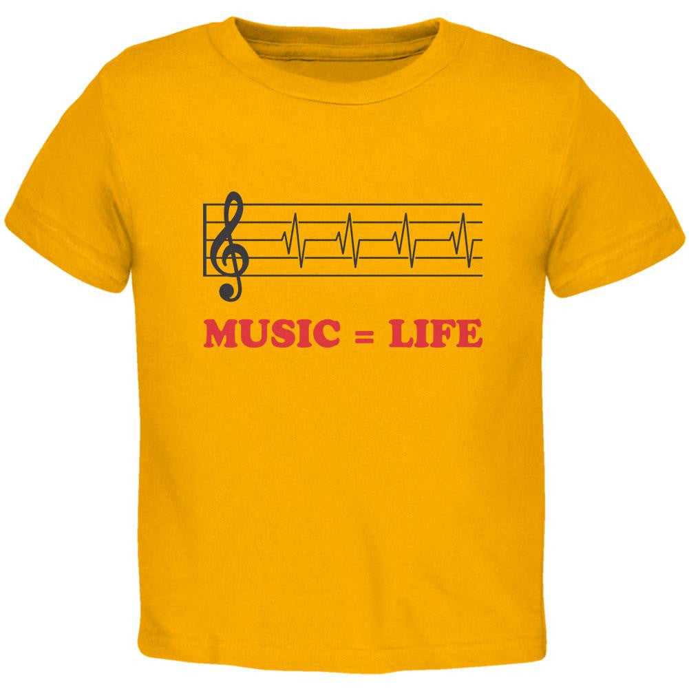 Music=Life Treble Clef Gold Toddler T-Shirt Toddler T-Shirts Old Glory 2T Yellow 