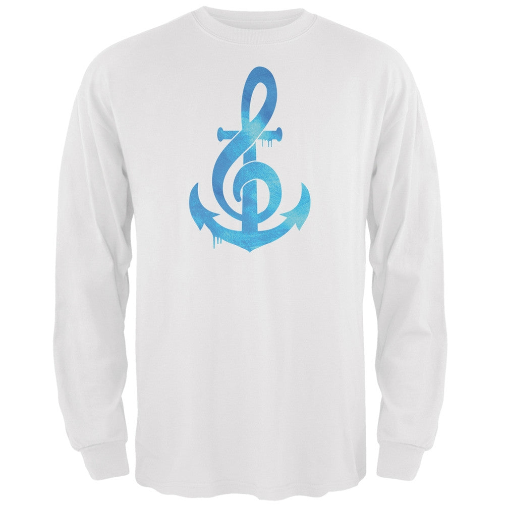 Anchor Clef White Adult Long Sleeve T-Shirt Men's Long Sleeves Old Glory 2XL White 