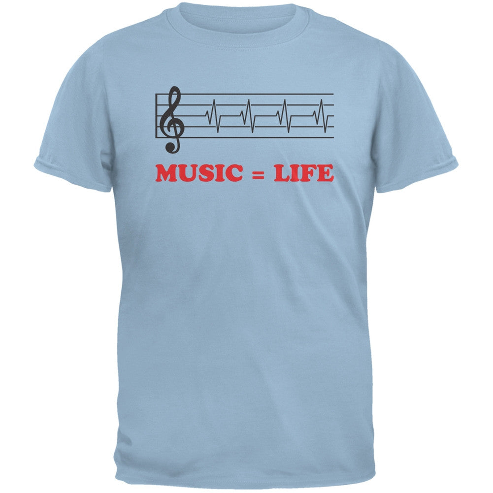 Music=Life Treble Clef Light Blue Adult T-Shirt Men's T-Shirts Old Glory 2XL Blue 