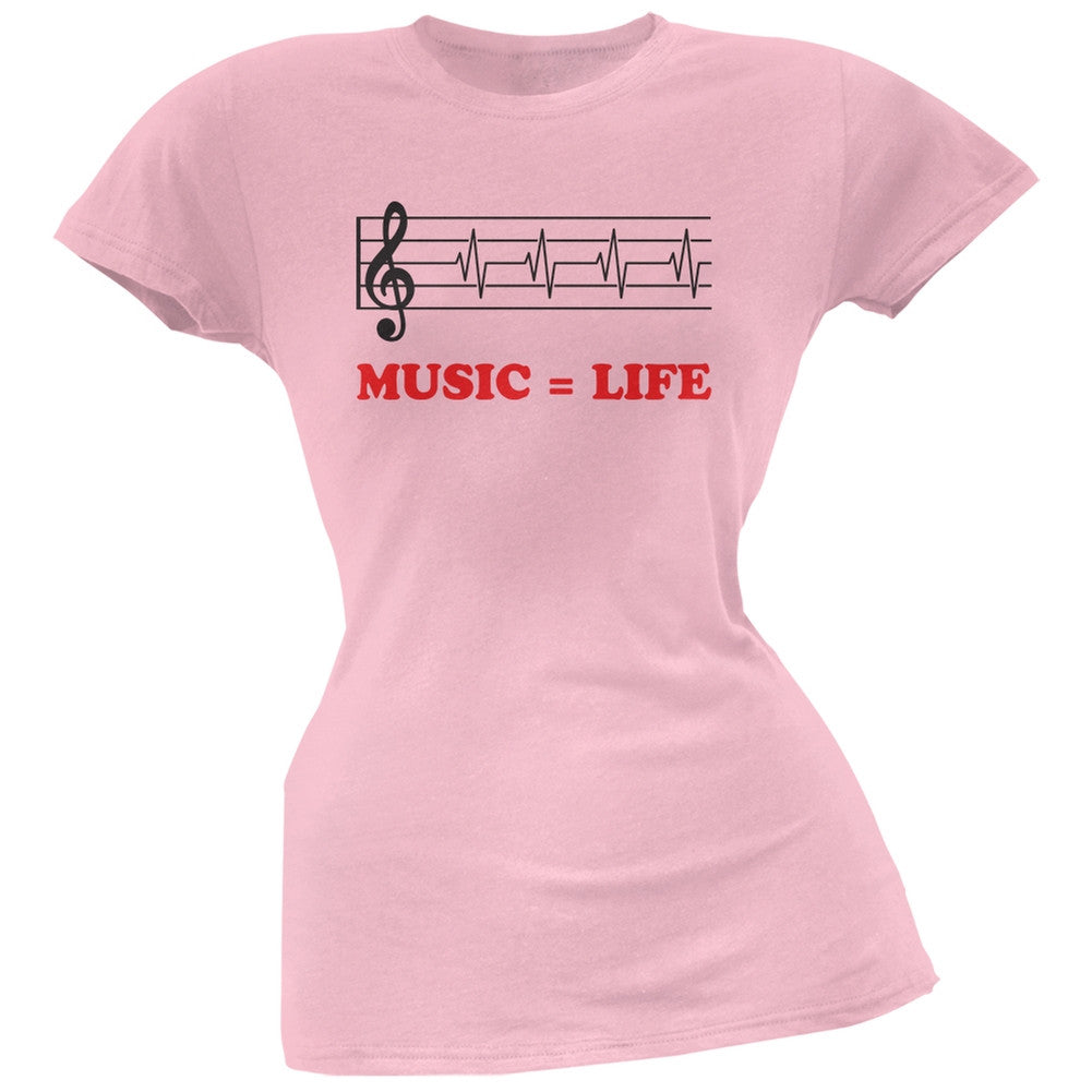 Music=Life Treble Clef Light Pink Soft Juniors T-Shirt Juniors T-Shirts Old Glory 2X Pink 