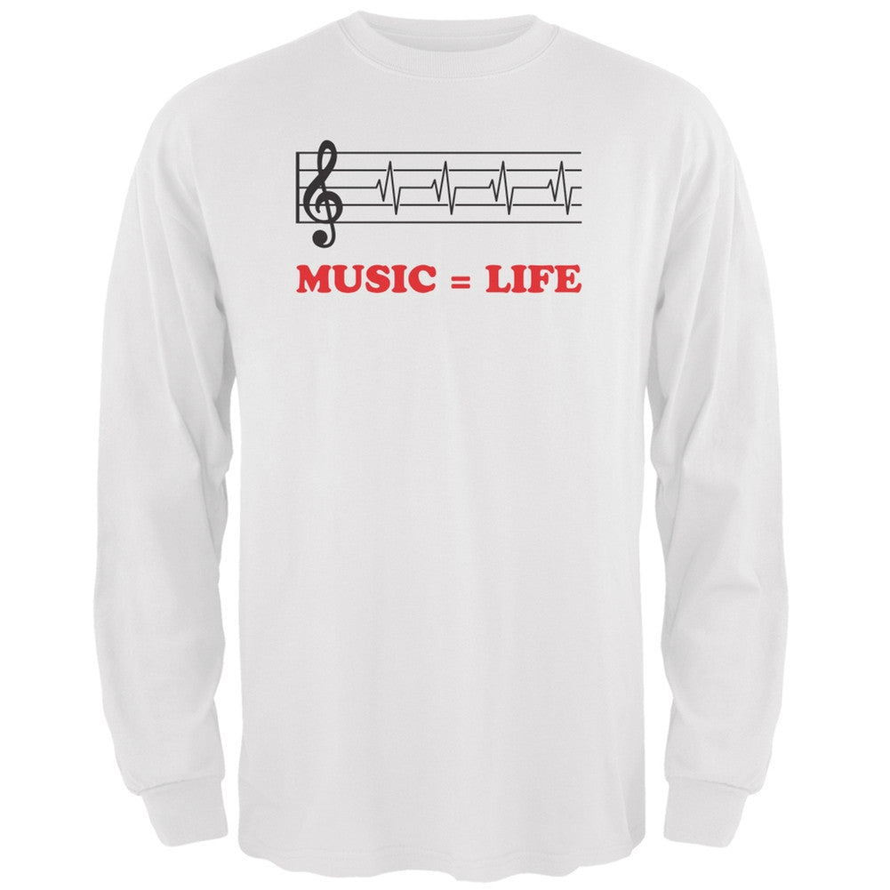 Music=Life Treble Clef White Adult Long Sleeve T-Shirt Men's Long Sleeves Old Glory 2XL White 