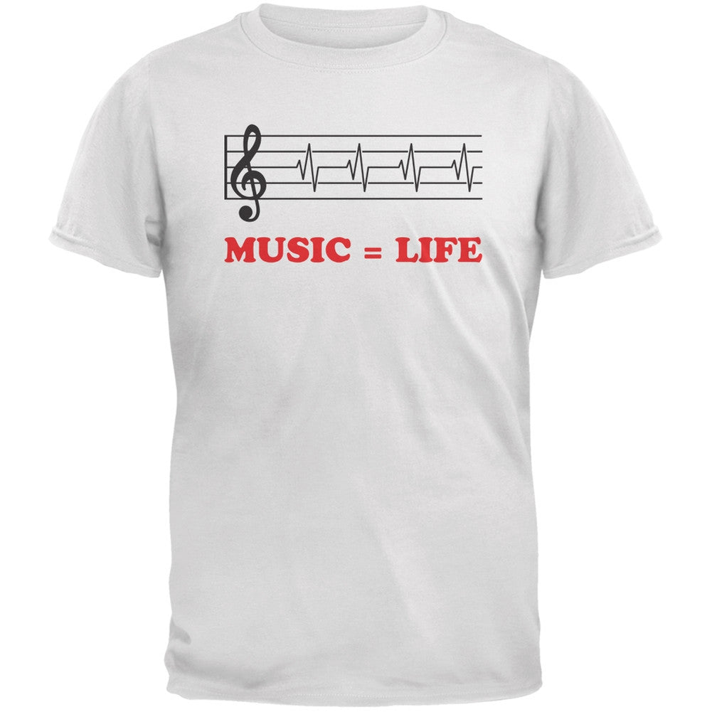 Music=Life Treble Clef White Adult T-Shirt Men's T-Shirts Old Glory 2XL White 