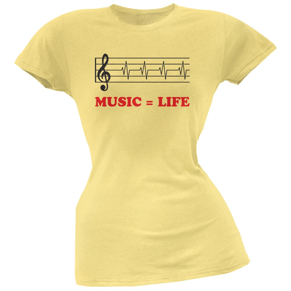 Music=Life Treble Clef Yellow Soft Juniors T-Shirt Juniors T-Shirts Old Glory 2XL Yellow 