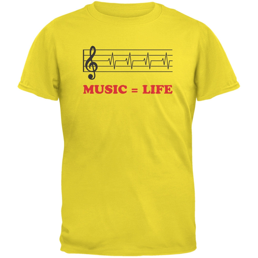 Music=Life Treble Clef Yellow Youth T-Shirt Youth T-Shirts Old Glory LG Yellow 