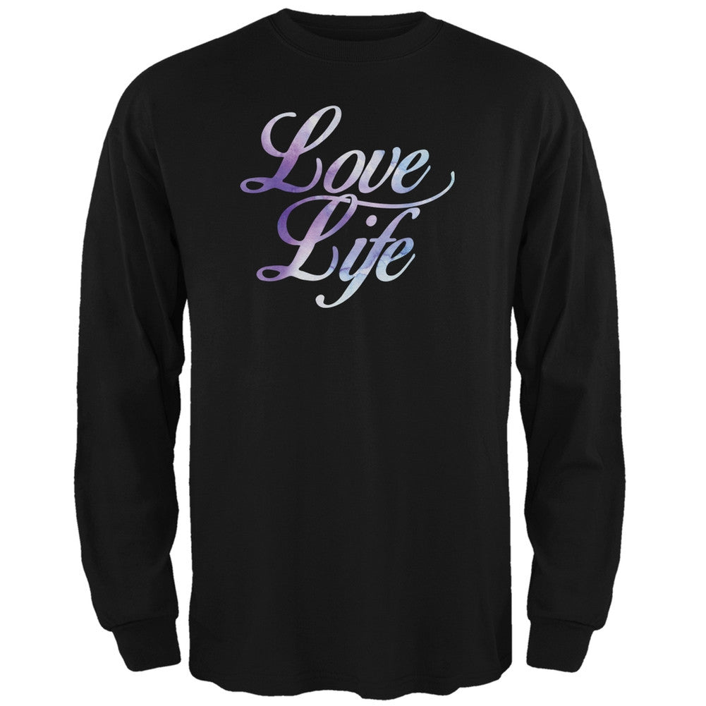 Love Life Watercolor Black Adult Long Sleeve T-Shirt Men's Long Sleeves Old Glory 2XL Black 