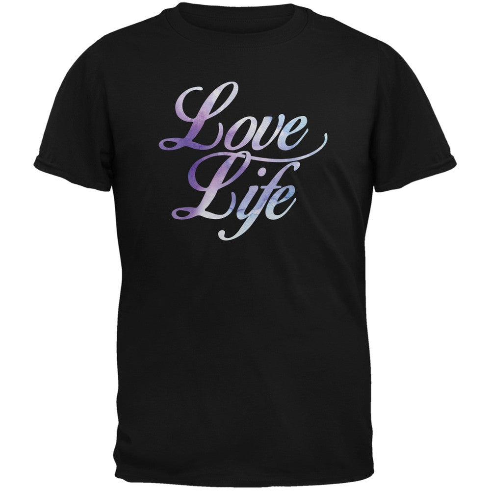 Love Life Watercolor Black Adult T-Shirt Men's T-Shirts Old Glory 2XL Black 