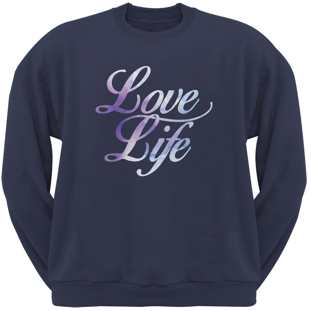 Love Life Watercolor Navy Adult Sweatshirt Men's Sweatshirts Old Glory 2XL Blue 