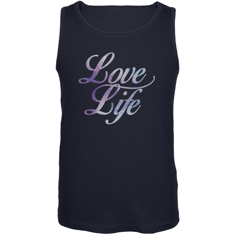 Love Life Watercolor Navy Adult Sleeveless Shirt Men's T-Shirts Old Glory 2XL Blue 