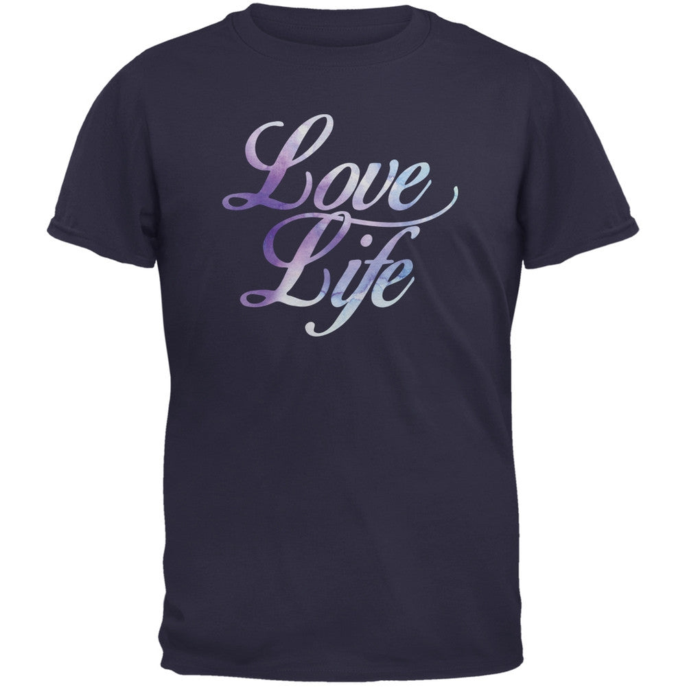 Love Life Watercolor Navy Adult T-Shirt Men's T-Shirts Old Glory 2XL Blue 